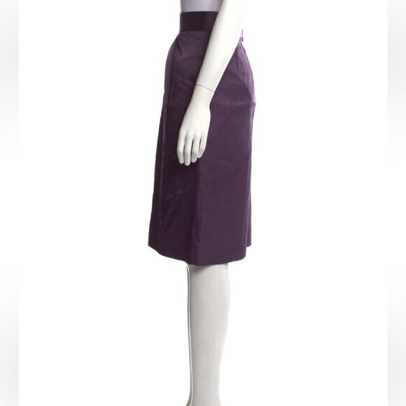 Tory Burch Silk Purple Skirt, Gold Zipper - Picture 3 of 9